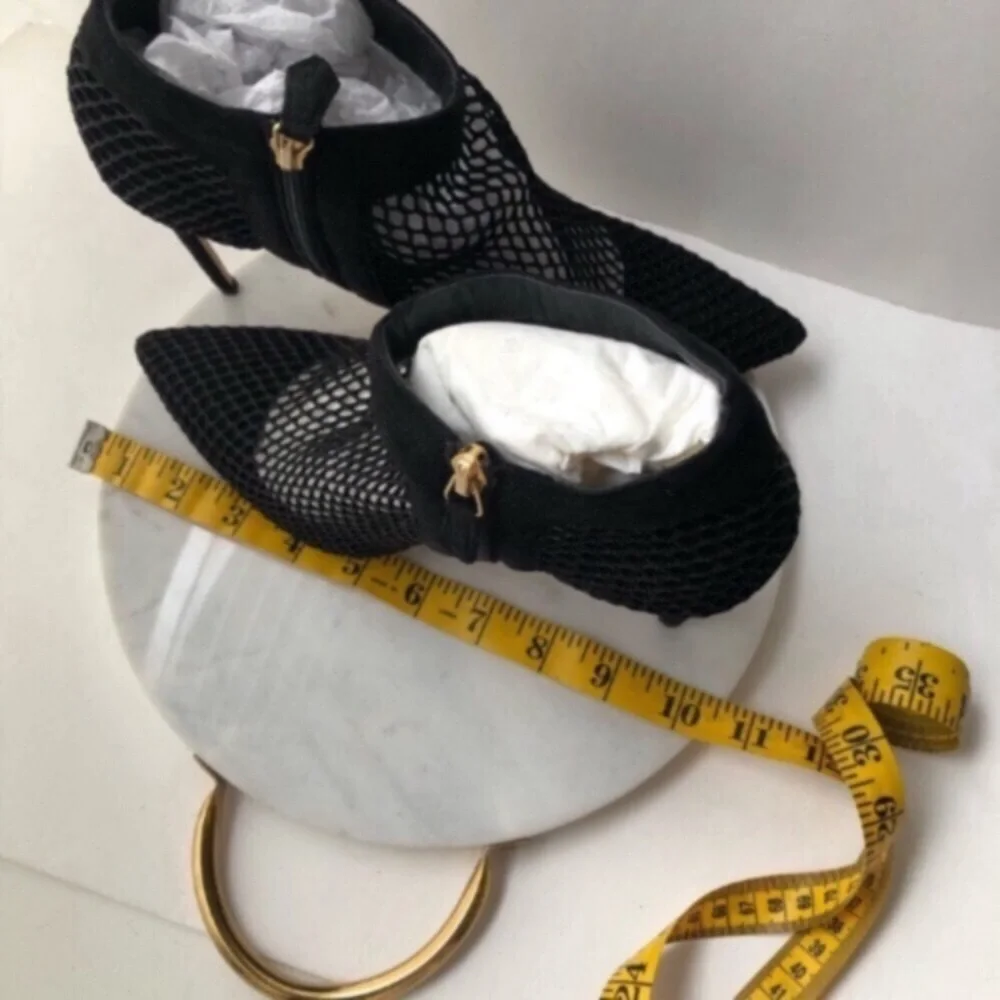 NEW BRIAN ATWOOD Black Mesh Ankle Boots